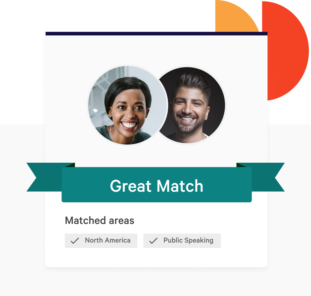 A graphic showing a match between two employees