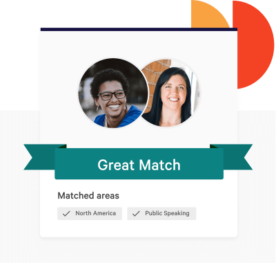 Graphic showing a mentor and mentee matched