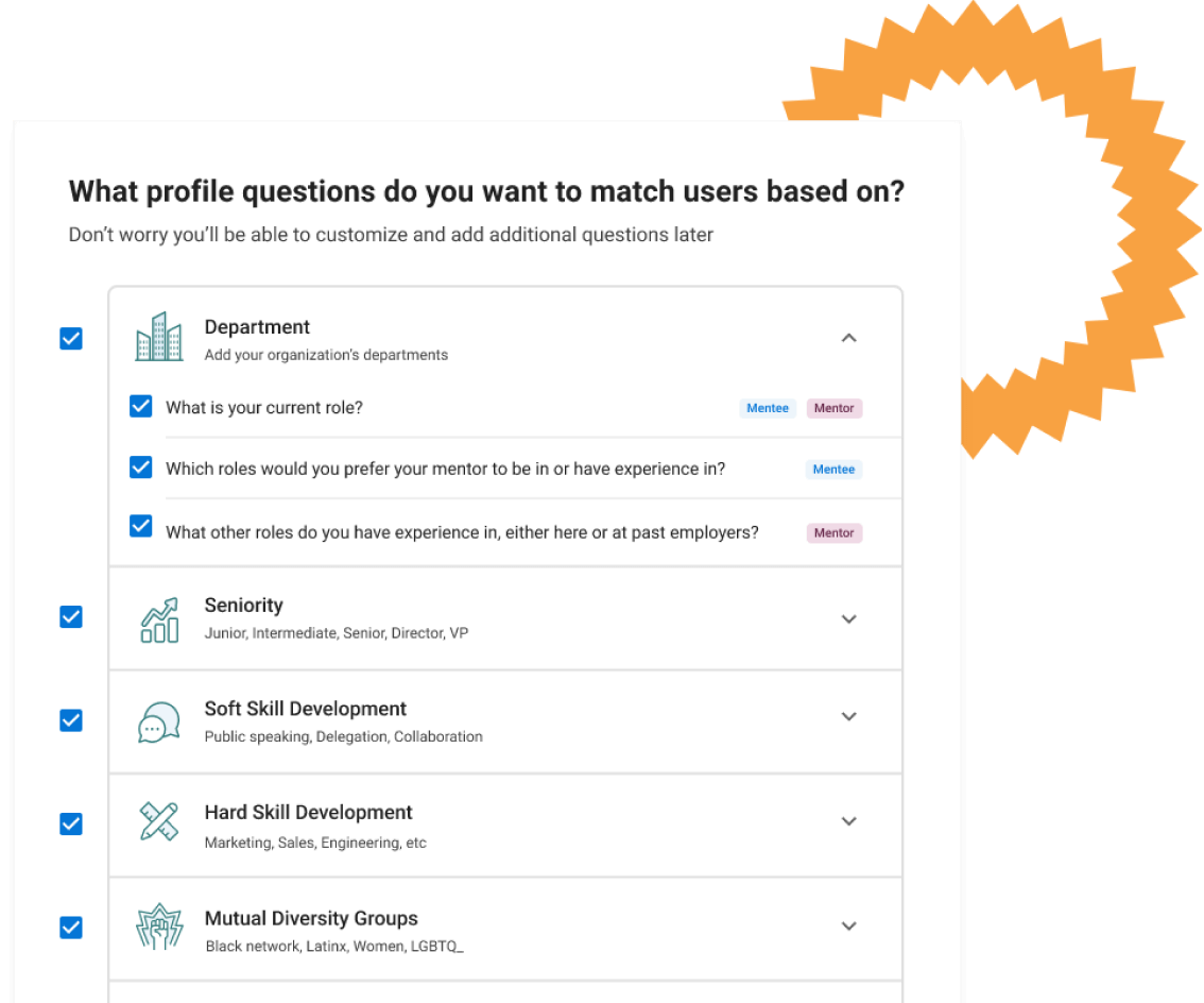 Screenshot of Together's mentorship registration questionnaire 