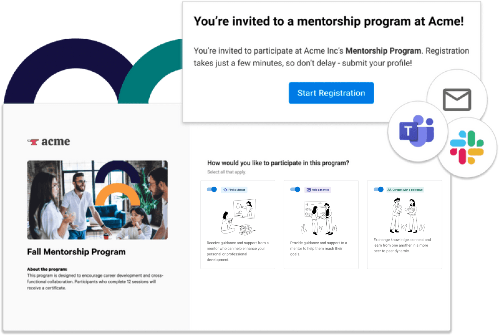 Screenshot of Together's mentorship registration questionnaire