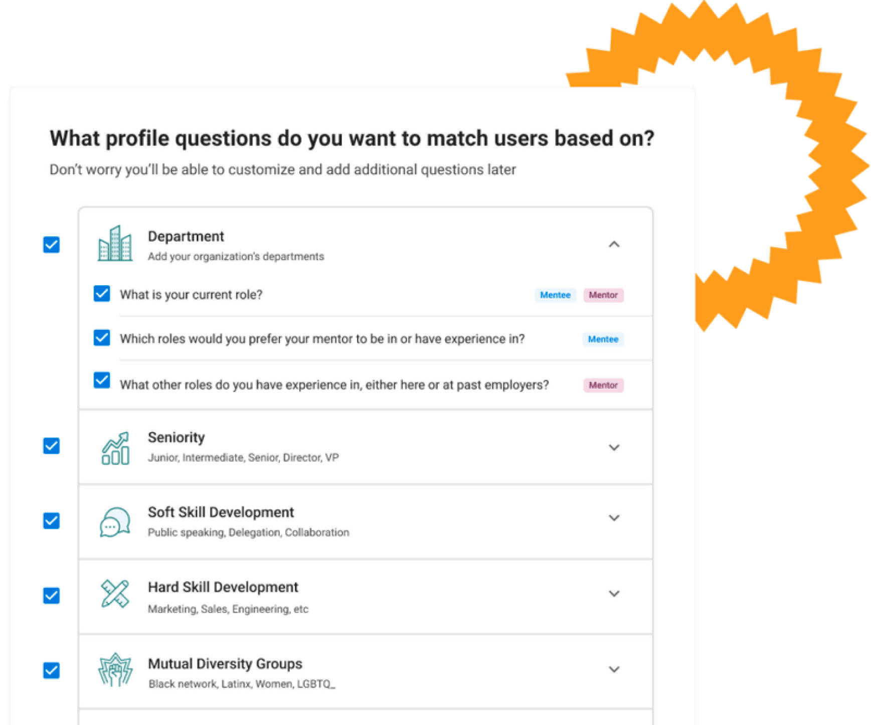 Screenshot of Together's mentorship registration questionnaire